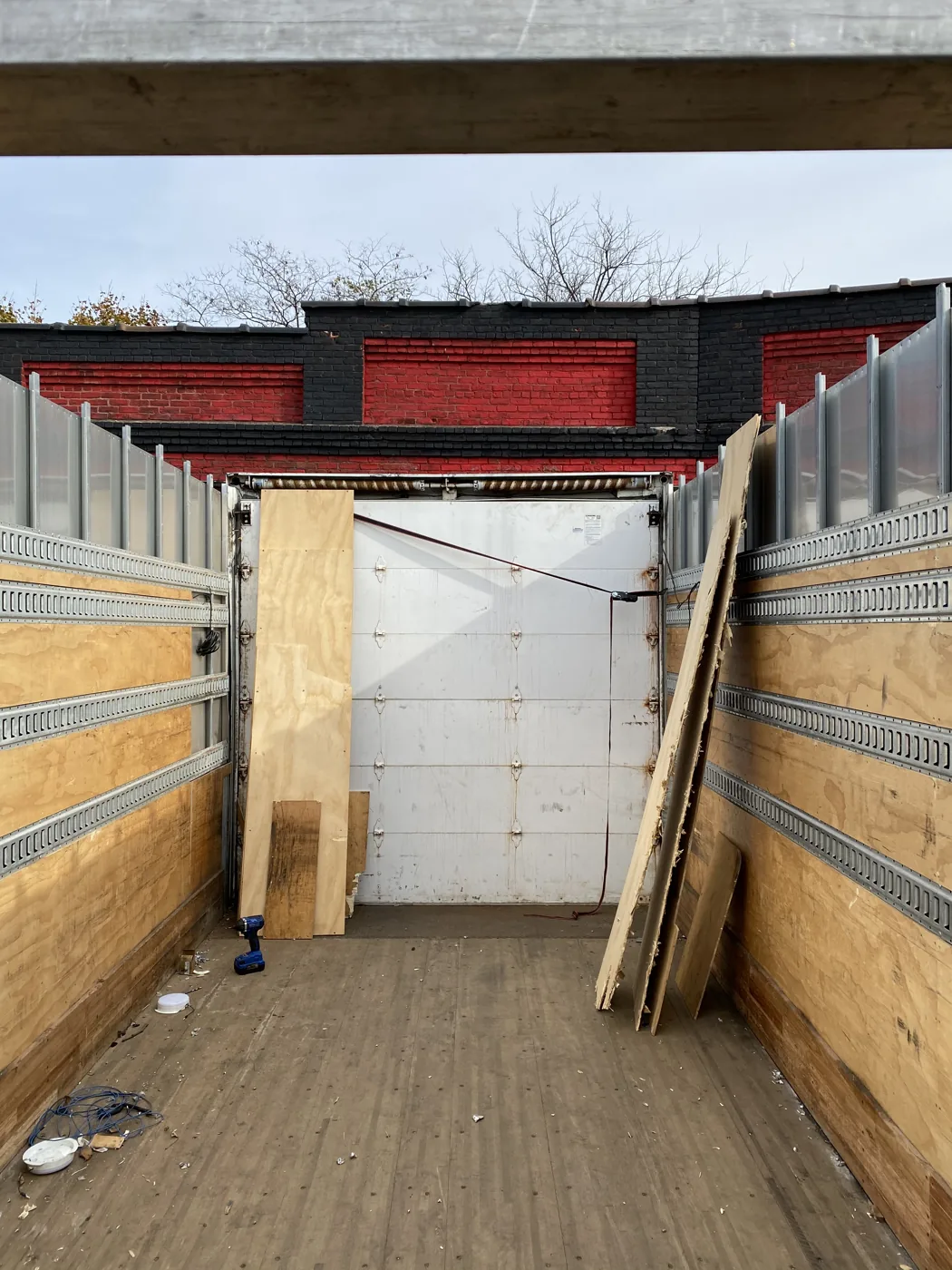 Interior of a trailer at the workshop