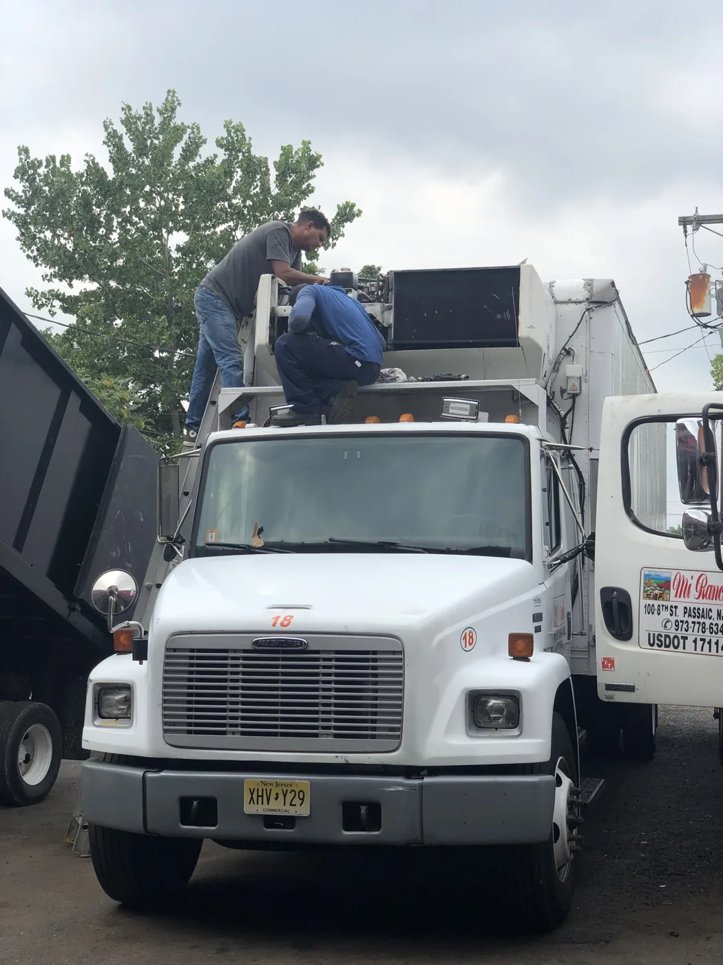 Technician working on a truck