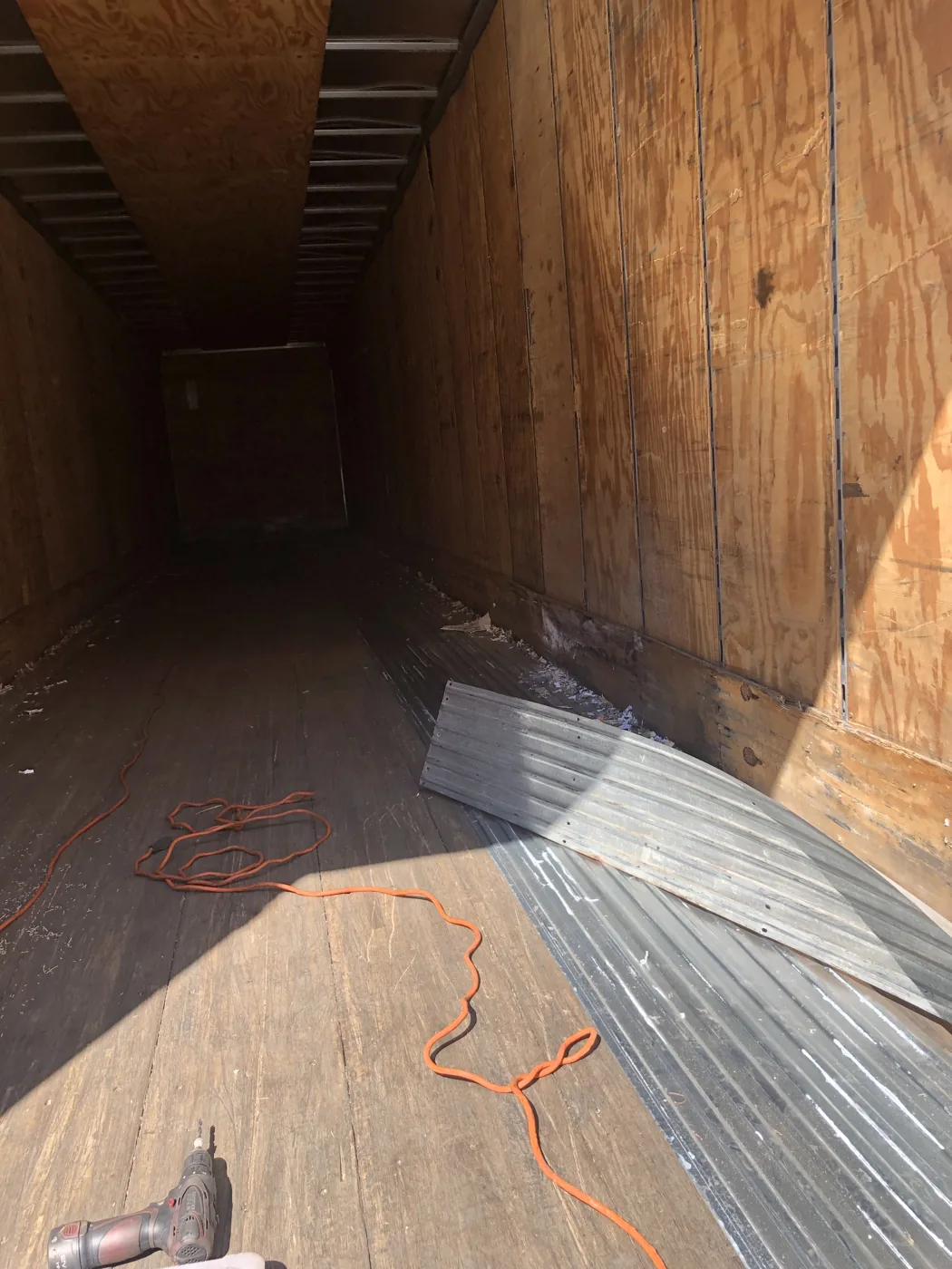 View inside a trailer