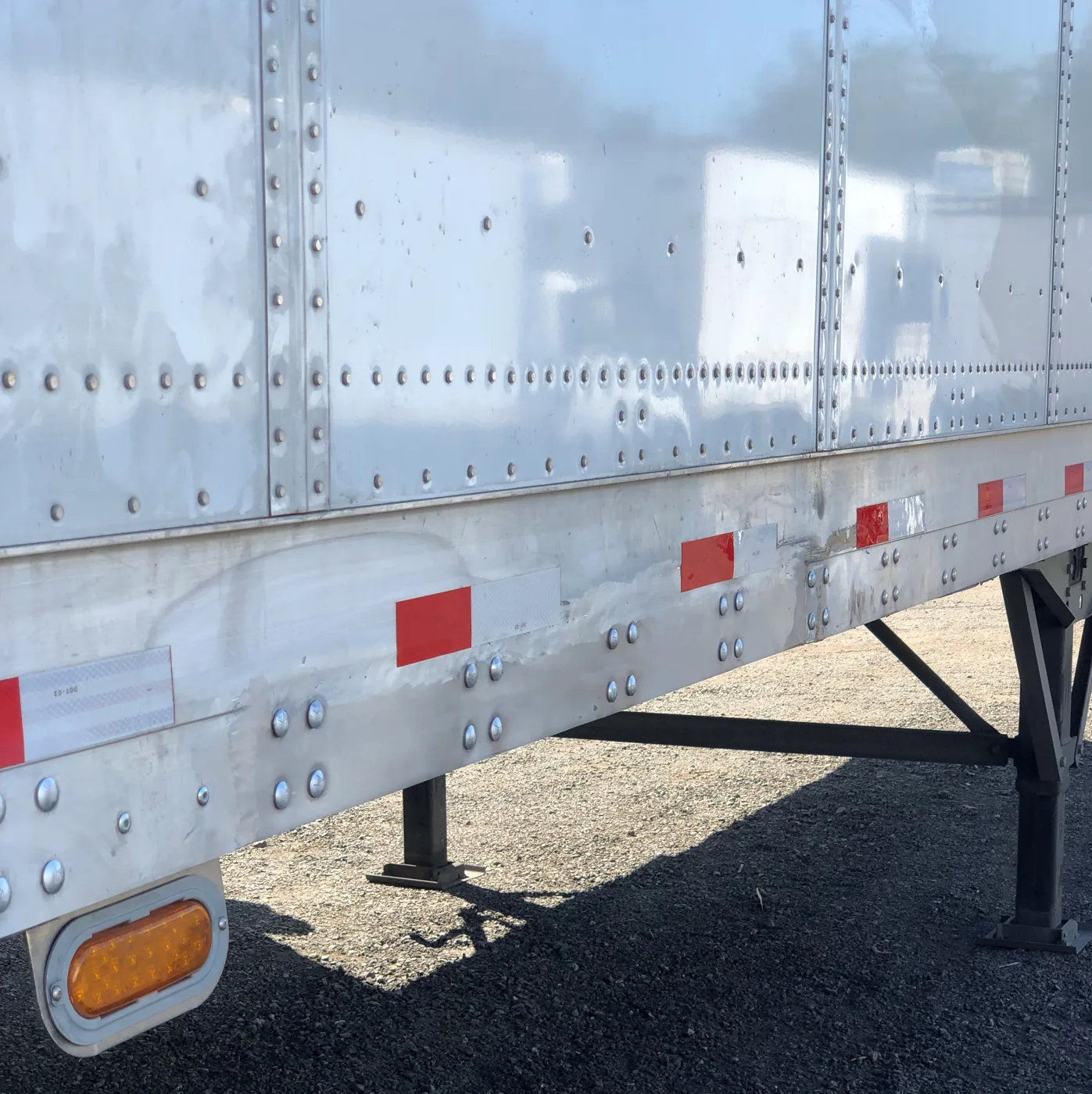 Close view of trailer body panels